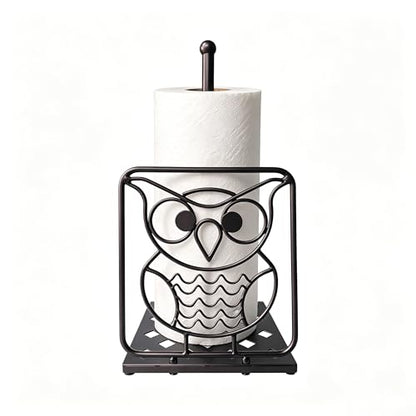 Paper Towel Holders Countertop - Paper Towel Holder Standing - Metal Paper Towel Holder Square Base - Decorative Animal Paper Towel Holder (owl) - color: Owl(bronze)
