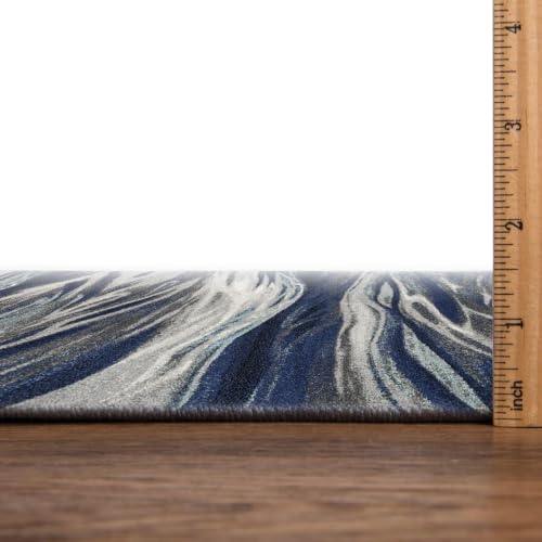 Keen Home Design Throw Rugs - 24"x36" Non-Shedding, Thick Pile Abstract Rugs for Kitchen, Living Room, Bedroom, Dining Room, Entryway - Size: 2' x 3', Skrik Navy - color: Skrik Navy, size: 2' x 3' (Rectangular)