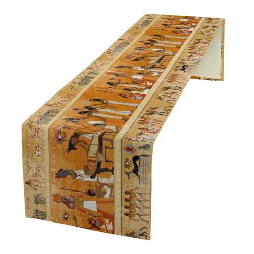 Ancient Egypt Table Runner, Retro Egypt Mural Hieroglyphics Pharaoh Pattern Kitchen Dinning Table Runner for Indoor Outdoor Home Decor Wedding Party Vacation, 13x36 Inch - color: Egypt-2, size: 13"W x 36"L