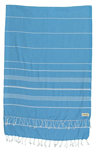 Bersuse Towels Anatolia XL Beach Blanket Throw Blanket Turkish Towel 100% Cotton Extra-Large Quick-Dry Lightweight Premium Peshtemal Towel - 61x82 Inches, Ocean Blue - color: Ocean Blue