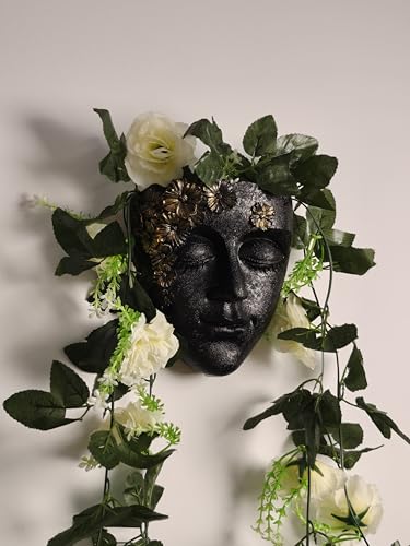 Face Shape Wall Planter Elegant Black Resin Wall-Mounted Head Pot with Drainage Hole Unique Small Vase Holder for Flower,Succulents, Hanging Plants for Plant Lovers - color: Black