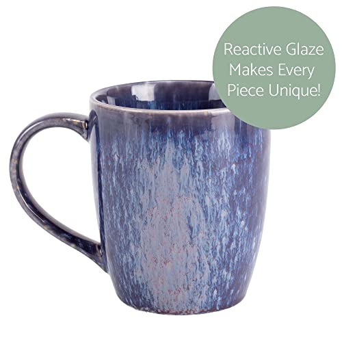 Elanze Designs Reactive Glaze 17 ounce Ceramic Curved Body Mugs Set of 4, Midnight Purple - color: Midnight Purple