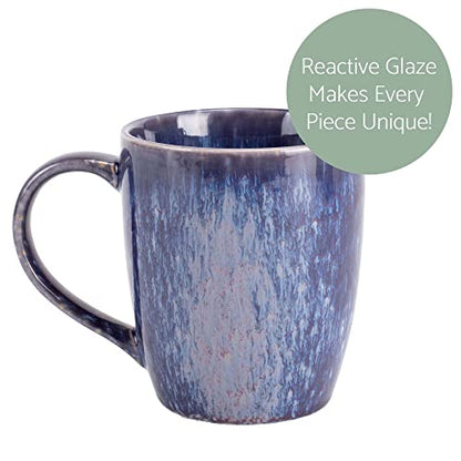 Elanze Designs Reactive Glaze 17 ounce Ceramic Curved Body Mugs Set of 4, Midnight Purple - color: Midnight Purple