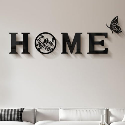 CrazyDeal Home Signs Decor Aesthetic Bird Wall Art Letter Wall decor for Living Room Bedroom Kitchen Farmhouse Wall Hanging Modern Decorations Large (Black Acrylic,49.2 X 15.7 Inch)