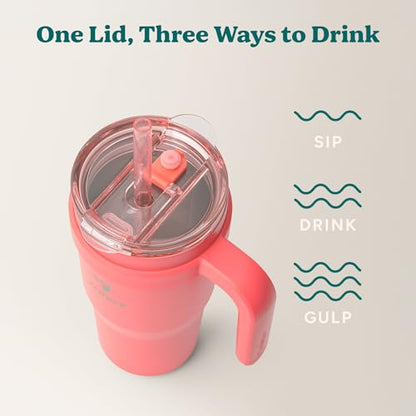 REDUCE 24 oz Stainless Steel Tumbler with Handle - Dual-Wall Vacuum Insulated Travel Mug, Sweat-Proof Lid & Reusable Straw - Keeps Drinks Cold for 24 Hrs, Fits Cupholders, Dishwasher Safe - Daiquiri - color: Daiquiri, size: 24 Ounces