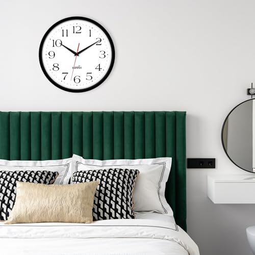 10 Inch Wall Clock, 2Pack Silent Non Ticking Battery Operated Clocks | Black Analog Clock| Living Room, Office, Classroom, Bedroom, Kitchen, Bathroom| Modern Simple Style | Easy to Read | Accurate - color: With Red Second Hand, size: 10 inches