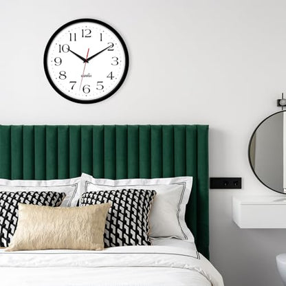 10 Inch Wall Clock, 2Pack Silent Non Ticking Battery Operated Clocks | Black Analog Clock| Living Room, Office, Classroom, Bedroom, Kitchen, Bathroom| Modern Simple Style | Easy to Read | Accurate - color: With Red Second Hand, size: 10 inches