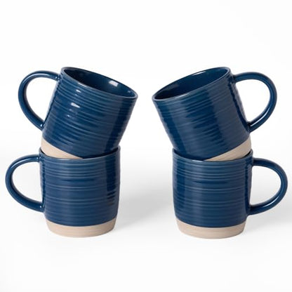 famiware Coffee Mugs Set of 4, 13 oz Mug Set, Ceramic Cup Set with Handle | Stoneware Mug for Coffee, Tea, Latte, Cappuccino, Microwave and Dishwasher Safe, Constellation Series，Abysses Blue - color: Constellation-Abysses Blue, size: 4 Count (Pack of 1)