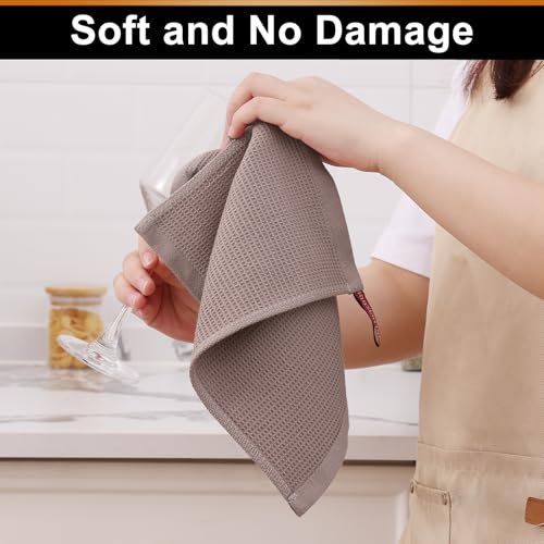 Homaxy 100% Cotton Waffle Weave Dish Cloths, 12 Pack, Brown | Soft and Absorbent Dish Towels, 12 x 12 Inches Quick Dry Dish Rags - color: Brown, size: 12 x 12 - 12 Pack