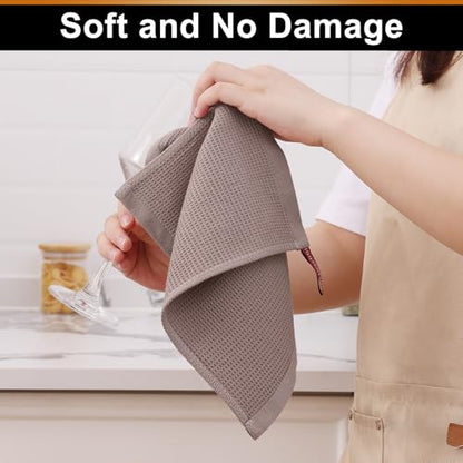 Homaxy 100% Cotton Waffle Weave Dish Cloths, 12 Pack, Brown | Soft and Absorbent Dish Towels, 12 x 12 Inches Quick Dry Dish Rags - color: Brown, size: 12 x 12 - 12 Pack