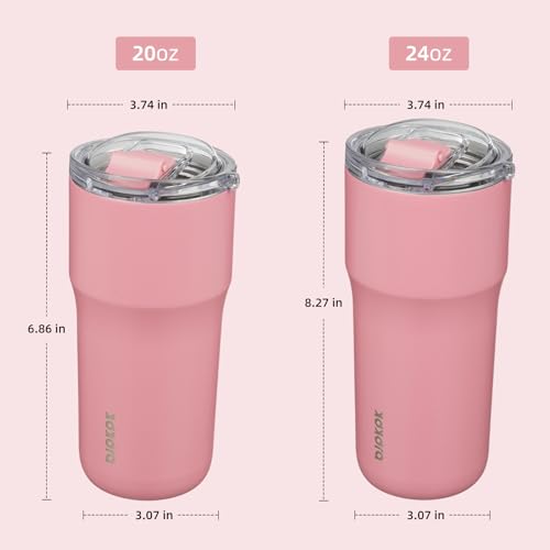 BJPKPK 20oz Spill Proof Coffee Tumbler, Insulated Stainless Steel Cup | Double Wall Vacuum, Leakproof Lid, Keeps Hot/Cold/Iced, BPA Free, Dishwasher Safe, Cupholder, Travel, Pink - color: Pink