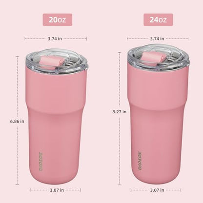 BJPKPK 20oz Spill Proof Coffee Tumbler, Insulated Stainless Steel Cup | Double Wall Vacuum, Leakproof Lid, Keeps Hot/Cold/Iced, BPA Free, Dishwasher Safe, Cupholder, Travel, Pink - color: Pink
