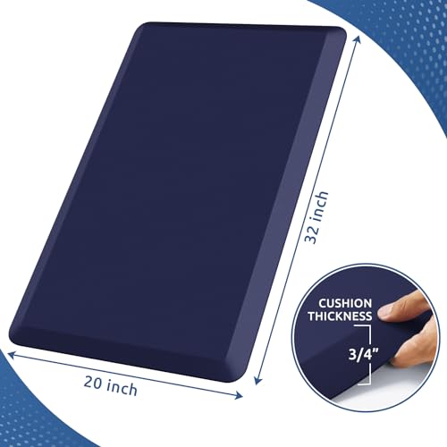 0.8" Thick Kitchen Mat Cushioned Anti Fatigue Rug Comfort Floor Mats | Water-Resistant, Non-Slip, Easy to Clean Comfort Floor Mat for Kitchen, Sink & Office, Multiple Colors & Sizes, 32" x 20" - color: Blue, size: 32"L x 20"W x 0.8"Th