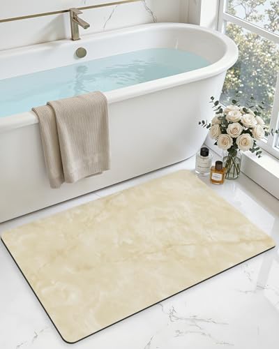 DEXI Bathroom Mat Ultra Thin, 36x24 Non Slip Bath Rug for Shower Floor, Absorbent Quick Dry Marble Bathmats Low Profile, Beige - color: Beige, size: 36" X 24" (Rectangular)
