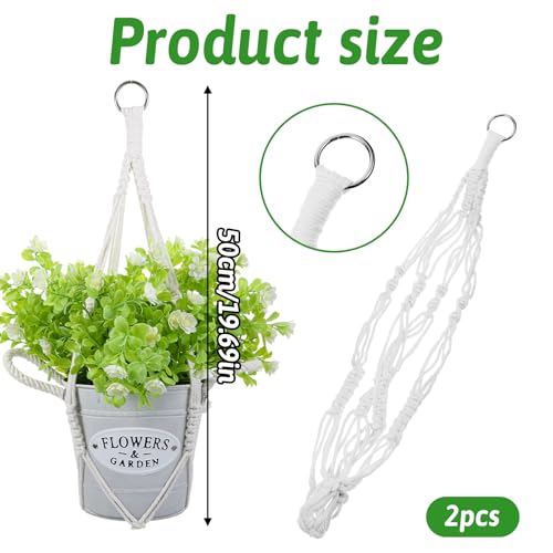 Macrame Plant Hanger 2 Pack Hanging Planters Baskets for Indoor Plant | Boho Hanging Holder, Handmade Woven Rope Hanger Kit, Decorative Braided Cotton Rope, Flower Pot Holder, for Garden Home Decor