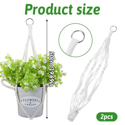 Macrame Plant Hanger 2 Pack Hanging Planters Baskets for Indoor Plant | Boho Hanging Holder, Handmade Woven Rope Hanger Kit, Decorative Braided Cotton Rope, Flower Pot Holder, for Garden Home Decor