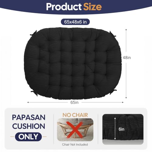Papasan Chair Cushion Black - color: Black, size: 65x48 Inch