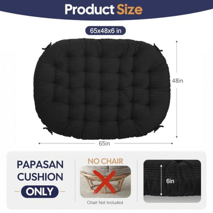 Papasan Chair Cushion Black - color: Black, size: 65x48 Inch