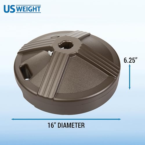 US Weight Durable 50 Pound Fillable Umbrella Base Designed to be Used with a Patio Table - color: Bronze