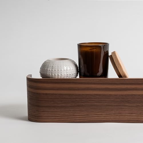 Kazai. Wall-Mounted Coat Rack 'Toke' - Modern Design Coat Rack with Hidden Wall Hooks - Solid Wood Veneer Panel Coat Hanger - Walnut - color: Walnut, size: 5 Hooks