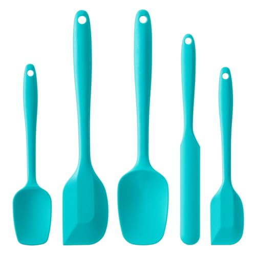 Silicone Spatula Set,5 Piece Food Grade Rubber Spatulas,Mint Green | Spatulas Silicone Heat Resistant for Baking,Cooking,and Mixing High Heat Resistant Non Stick Dishwasher Safe BPA-Free - color: Mint Green
