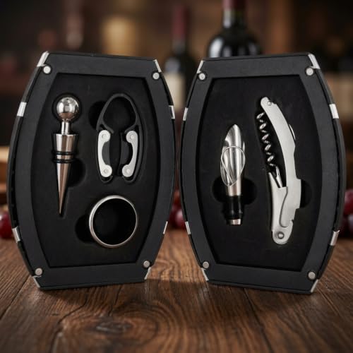 Barrel Shaped Wine Opener Gift Set (Silver) | Unique Wine Opener Gift Set - color: Silver