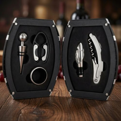 Barrel Shaped Wine Opener Gift Set (Silver) | Unique Wine Opener Gift Set - color: Silver