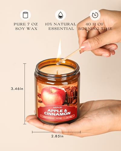 AOOVOO Fall Candles Set - 6 Pack Candles for Home Scented, 42 oz Natural Soy Wax 300 Hour Long Lasting, Fall Fragrance of Pumpkin/Apple Cinnamon/Clove/Vanilla Cupcake/Latte Cupcake/Wheat Vanilla - color: Fall Candles, size: Pack of 6