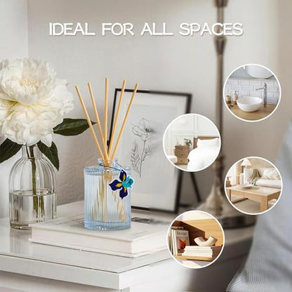 Reed Diffuser, Blue Iris Scent Flower Diffuser, 6.09 fl oz | 8 Reeds, Long-Lasting Home Fragrance, Bathroom Bedroom Shelf Decor & Gifts - color: Blue(blue Iris)