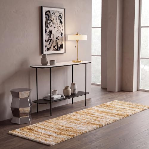 SAFAVIEH Hudson Shag Runner Rug 2'3"x6', Plush Modern Ivory & Gold SGH206D - color: Ivory/Gold, size: 2'3" x 6' (Runner)