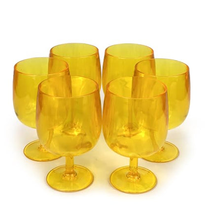 Yalin Set of 6 Unbreakable 12 oz Acrylic Plastic Wine and Water Tumbler Stackable Goblets. (Yellow, 12 oz) - color: Yellow, size: 12 oz