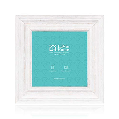 5x5 Picture Frames (3 Pack, Distressed White Wood Grain) Rustic Photo Frame Set with High Definition Glass for Wall Mount & Table Top Display - color: Distressed White, size: 5x5