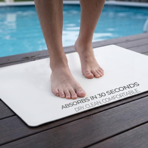 Homergy Bath Mat for Bathroom Non Slip, Quick Dry, 16x24 in, White | Ultra absorbent, machine washable, mildew resistant shower mat with rubber backing for tub, poolside and outdoor showers - color: White, size: 16" x 24"
