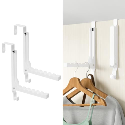 Over the Door Hooks Heavy Duty,2 Pack Metal Door Hangers with Scratch-Free Pads, Space Saving Dying Rack Organizer for Clothes, Towels, Coats, Ideal for Laundry,Bathroom, Closet, Apartment & Dorm - color: White-2(m2)