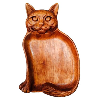 Cat Shaped Wood Serving Trays, 8.66 x 5.5 Inch Decorative Wooden Serving Platters for Food, Versatile Wooden Trays for Cheese, Appetizers, Fruit, Candle, Jewelry, Home Decor
