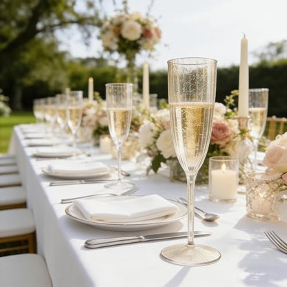 36 PCS Gold Glitter Plastic Champagne Flutes, 6 oz Disposable Wine Glasses, Reusable Cocktail Cups Party Supplies for Party Wedding Toasting Birthday Bridal Shower - color: Gold Glitter