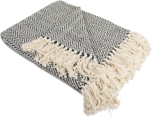 DII Chevron Throw Collection Handloomed Cotton, 50x60, Black (Pack of 12) - color: Black, size: 50x60" (Pack of 12)