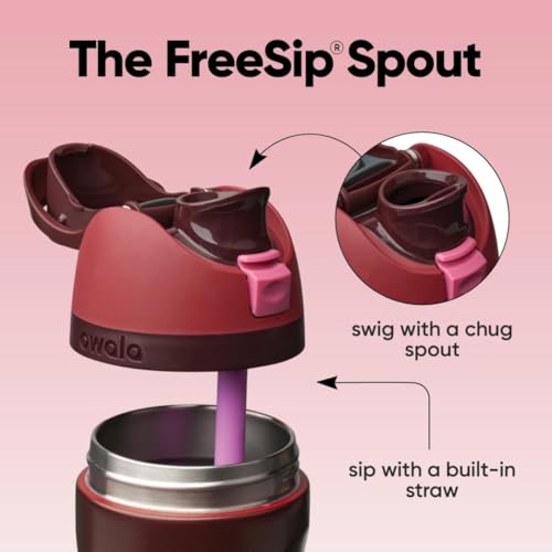 Owala FreeSip Stainless Steel Water Bottle 24 oz Black Cherry - color: Black Cherry, size: 24 Ounces