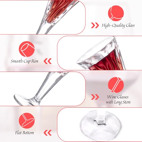 KAMMAK Crystal Red Wine Glasses Set of 2, 7.8 oz Stemmed Glasses, 784N | Hand Blown, Bordeaux Wine Glasses, Thin Rim & Long Stem, Red & White, Daily Use, Wedding or Birthday Gift for Women - size: 7KPSP784N
