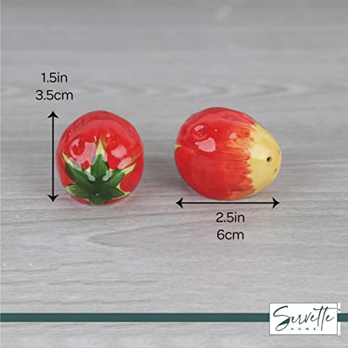 Novelty Ceramic Fruit Salt and Pepper Shakers Set - Mini Strawberry - color: Mini Strawberry