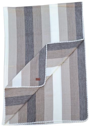Alpaca Wool Throw Blanket, Natural Beige Striped, 65 x 48 | Cozy, Ultra-Soft, Naturally Warm, Lightweight & Breathable, Non-Itchy - color: Natural Beige Striped, size: Throw (48" x 65")