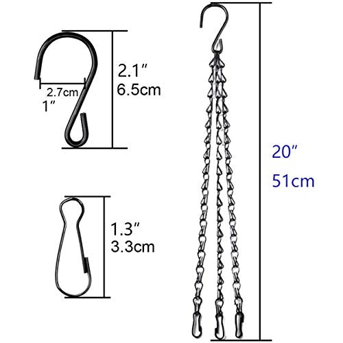 4pcs 20 inch Black Hanging Basket Chain with Hooks Flower Plant Pot Replacement Chain Hanger for Bird Feeders,Planters,Lanterns and Ornaments - size: 20 inch (4pcs)