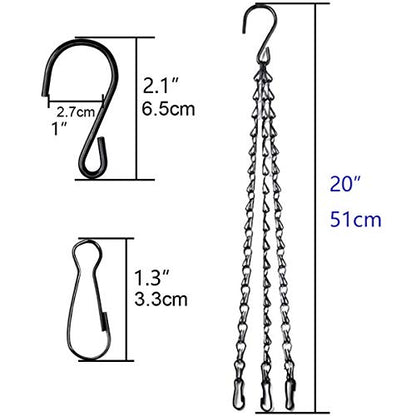 4pcs 20 inch Black Hanging Basket Chain with Hooks Flower Plant Pot Replacement Chain Hanger for Bird Feeders,Planters,Lanterns and Ornaments - size: 20 inch (4pcs)