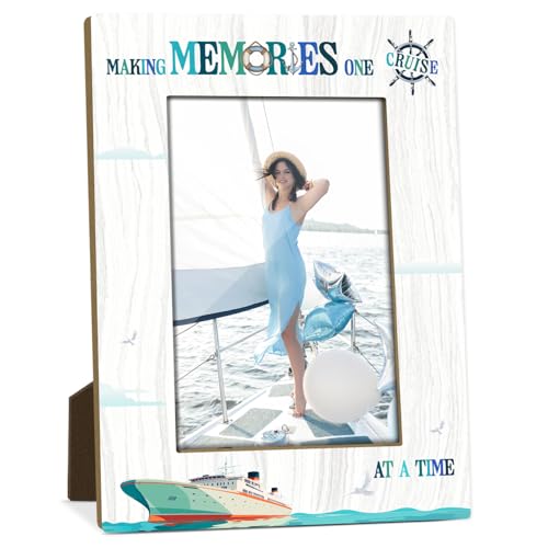 Making Memories One Cruise Picture Frame, Holiday Vacation Honeymoon Adventure Gifts for Cruise Lovers, Wooden Picture Frame Fits 4x6 Inch Photo, Home Office Desktop Nightstand Decor -017 - color: Cruise