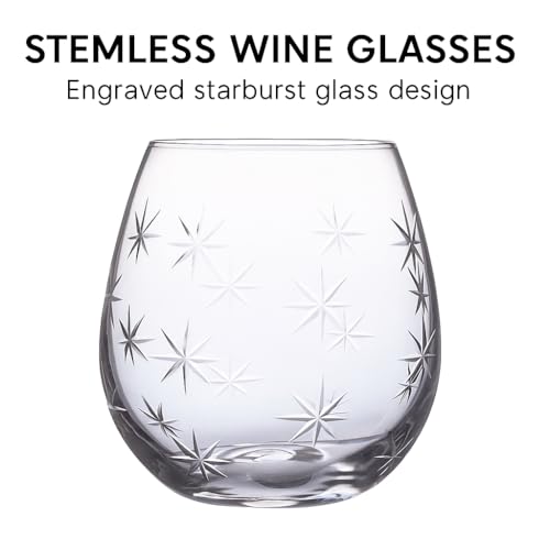 SHOSHIN Handmade Crystal Hand-cut Stemless wine glass (Star set of 4) - color: Star set of 4