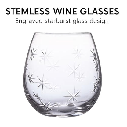 SHOSHIN Handmade Crystal Hand-cut Stemless wine glass (Star set of 4) - color: Star set of 4