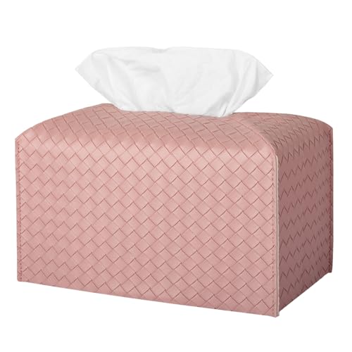 Tissue Box Cover Rectangle Leather Facial Paper Holder, Pink | PU Leather，Easy to Fill, Easy Clean, Decorative Cube Tissue Box Holder for Office, Bathroom,Kitchen, Living room, Guest room - color: Pink, size: rectangle