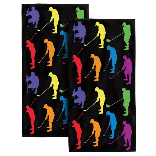 Golf Decorative Hand Towels for Bathroom Set of 2 Soft Absorbent Funny Bath Hand Towels Beach Spa Gym Yoga Sport Swim Home Decor Gift for Men Dad Golf Lovers - color: Golf
