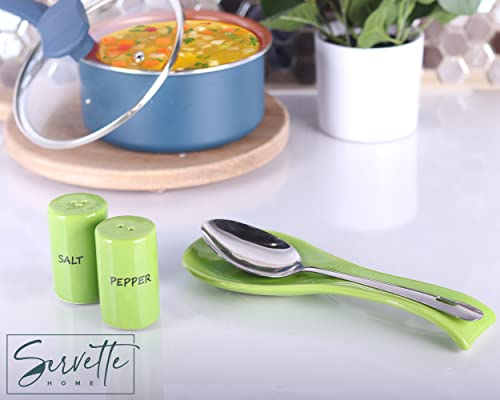 Green Salt & Pepper Shakers Ceramic - color: Green