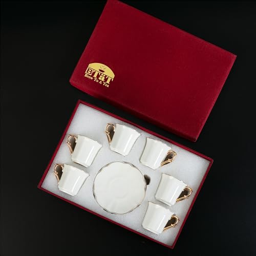 BTaT- Porcelain Espresso Cups Set, 3 oz, 6 Set, Small Coffee Mugs with Gift Box - color: White with Gift Box, size: Set of 6